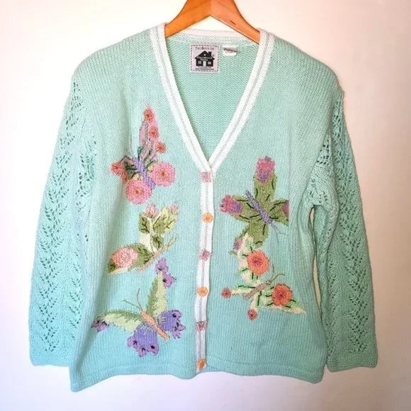 Storybook Knits Floral Cardigan Butterfly L - Picture 3 of 12